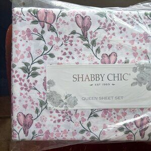 THE FARMHOUSE Rachel Ashwell Shabby Chic Love Birds Hearts QUEEN Size Sheet Set